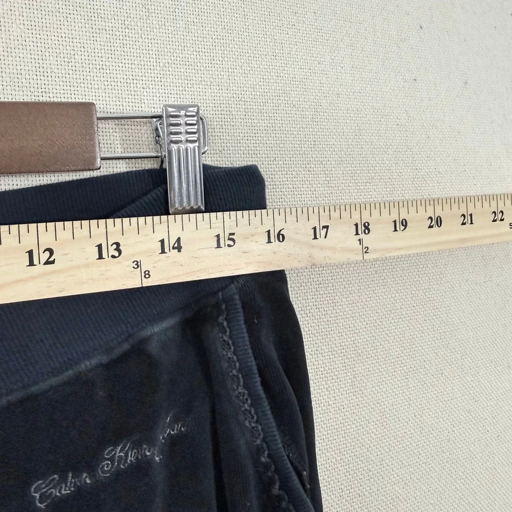 Calvin Klein Jeans Womens Black Velour Tracksuit Set Hoodie Pants Y2K Small - Picture 9 of 10